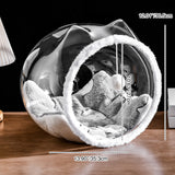 Modern Washable Square Cat Bed – Transparent, Ventilated Plastic Cat House with One Entrance for Living Room