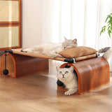 Modern Art Deco Bridge-Style Cat Bed – 1-Tier Multi-Layer Board with Iron-Tech Fabric Tunnel for Living Room