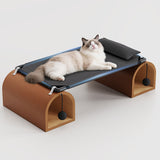Modern Art Deco Bridge-Style Cat Bed – 1-Tier Multi-Layer Board with Iron-Tech Fabric Tunnel for Living Room