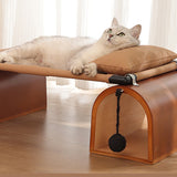 Modern Art Deco Bridge-Style Cat Bed – 1-Tier Multi-Layer Board with Iron-Tech Fabric Tunnel for Living Room