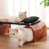 Modern Art Deco Bridge-Style Cat Bed – 1-Tier Multi-Layer Board with Iron-Tech Fabric Tunnel for Living Room