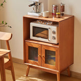 Traditional Japanese Rectangular Solid Wood Sideboard with Pine, Multilayer Construction and Ripple Glass – 1/4-Cabinet – Ideal for Living Room & Dining Room