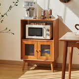 Traditional Japanese Rectangular Solid Wood Sideboard with Pine, Multilayer Construction and Ripple Glass – 1/4-Cabinet – Ideal for Living Room & Dining Room