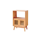 Traditional Japanese Rectangular Solid Wood Sideboard with Pine, Multilayer Construction and Ripple Glass – 1/4-Cabinet – Ideal for Living Room & Dining Room