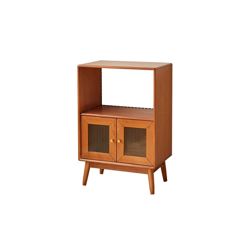 Traditional Japanese Rectangular Solid Wood Sideboard with Pine, Multilayer Construction and Ripple Glass – 1/4-Cabinet – Ideal for Living Room & Dining Room