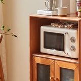 Traditional Japanese Rectangular Solid Wood Sideboard with Pine, Multilayer Construction and Ripple Glass – 1/4-Cabinet – Ideal for Living Room & Dining Room