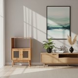 Traditional Japanese Rectangular Solid Wood Sideboard with Pine, Multilayer Construction and Ripple Glass – 1/4-Cabinet – Ideal for Living Room & Dining Room