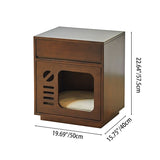 Contemporary Rectangular Cat Bed Nightstand with 1 Drawer — Rubberwood, Plywood & Pine Wood, Modern Bedroom Furniture