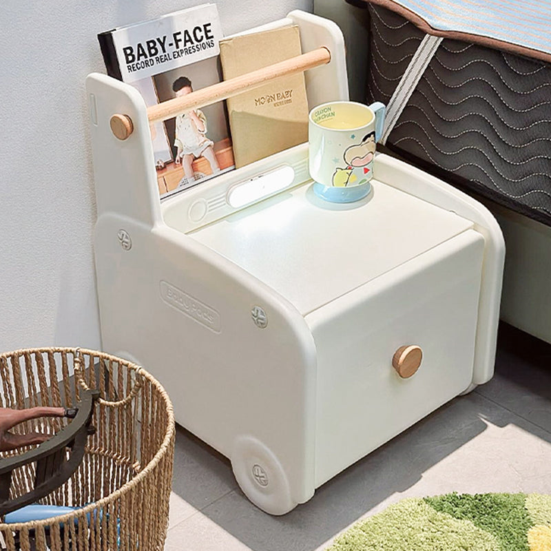 Modern Car-Shaped Kids Nightstand with 1 Drawer — Durable PE Plastic for Kids' Bedroom