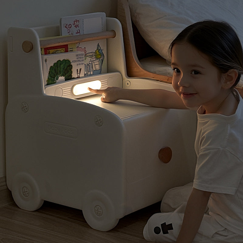 Modern Car-Shaped Kids Nightstand with 1 Drawer — Durable PE Plastic for Kids' Bedroom