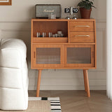 Modern Minimalist Pine Wood Sideboard with 2 Drawers – Solid Wood, Trapezoid Design, Multi-Layer Board for Dining Room
