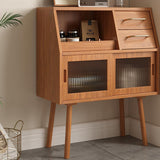 Modern Minimalist Pine Wood Sideboard with 2 Drawers – Solid Wood, Trapezoid Design, Multi-Layer Board for Dining Room