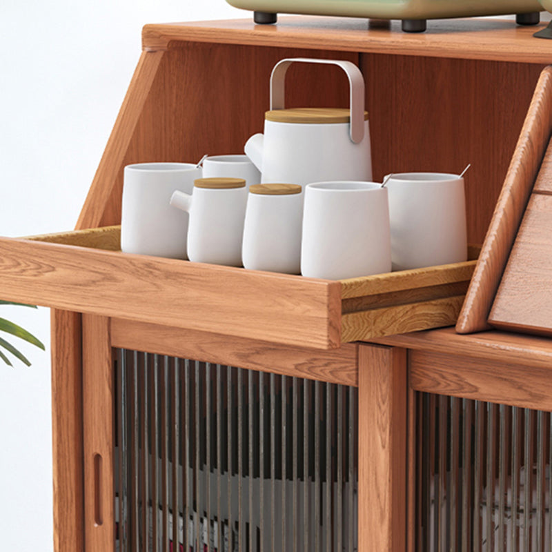 Modern Minimalist Pine Wood Sideboard with 2 Drawers – Solid Wood, Trapezoid Design, Multi-Layer Board for Dining Room