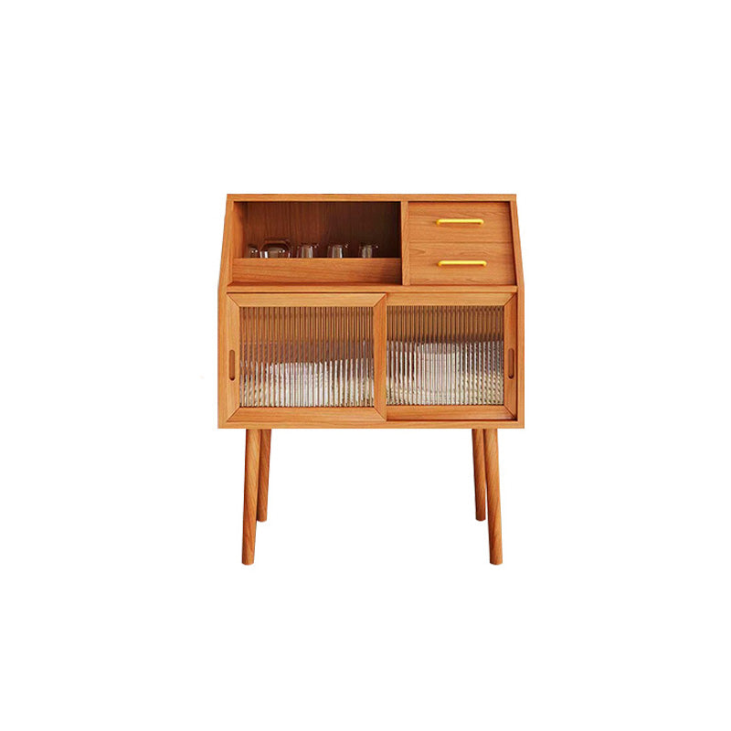 Modern Minimalist Pine Wood Sideboard with 2 Drawers – Solid Wood, Trapezoid Design, Multi-Layer Board for Dining Room