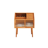 Modern Minimalist Pine Wood Sideboard with 2 Drawers – Solid Wood, Trapezoid Design, Multi-Layer Board for Dining Room