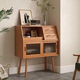 Modern Minimalist Pine Wood Sideboard with 2 Drawers – Solid Wood, Trapezoid Design, Multi-Layer Board for Dining Room