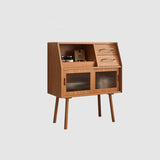 Modern Minimalist Pine Wood Sideboard with 2 Drawers – Solid Wood, Trapezoid Design, Multi-Layer Board for Dining Room