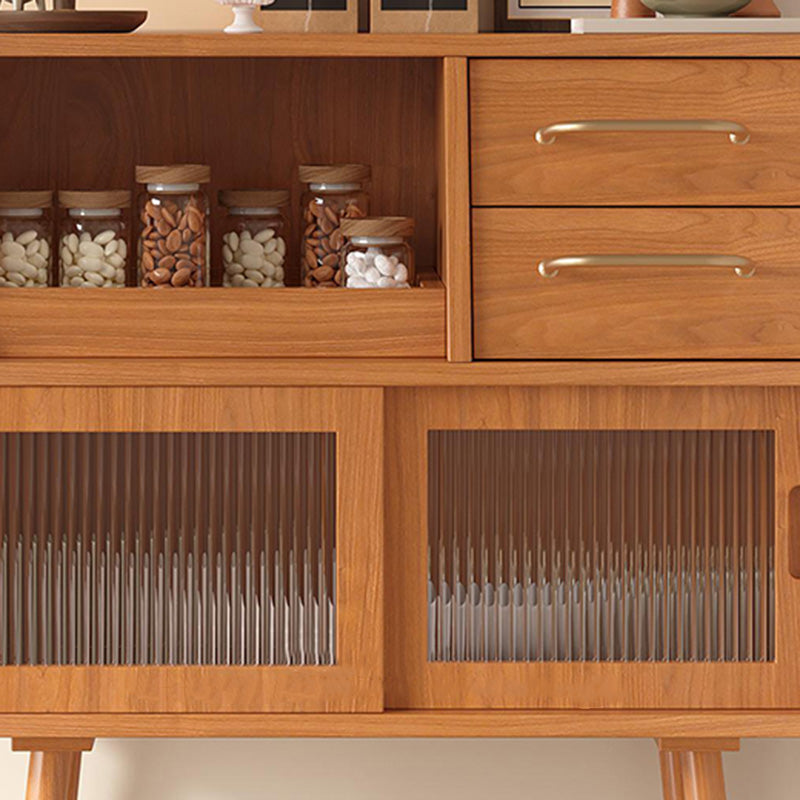 Modern Minimalist Pine Wood Sideboard with 2 Drawers – Solid Wood, Trapezoid Design, Multi-Layer Board for Dining Room