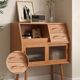 Modern Minimalist Pine Wood Sideboard with 2 Drawers – Solid Wood, Trapezoid Design, Multi-Layer Board for Dining Room