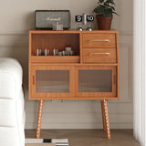 Modern Minimalist Pine Wood Sideboard with 2 Drawers – Solid Wood, Trapezoid Design, Multi-Layer Board for Dining Room