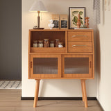 Modern Minimalist Pine Wood Sideboard with 2 Drawers – Solid Wood, Trapezoid Design, Multi-Layer Board for Dining Room