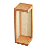 Traditional Rustic Rubberwood 2-Tier Floor-Standing Storage Rack with Plastic Rattan Weave – Rectangular Living Room Organizer