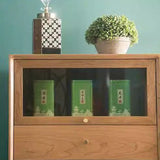 Modern Minimalist Trapezoid Pine Wood Sideboard – 4 Drawers, Large Capacity, Multi-Layer Wood Construction for Dining Room