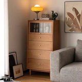 Modern Minimalist Trapezoid Pine Wood Sideboard – 4 Drawers, Large Capacity, Multi-Layer Wood Construction for Dining Room