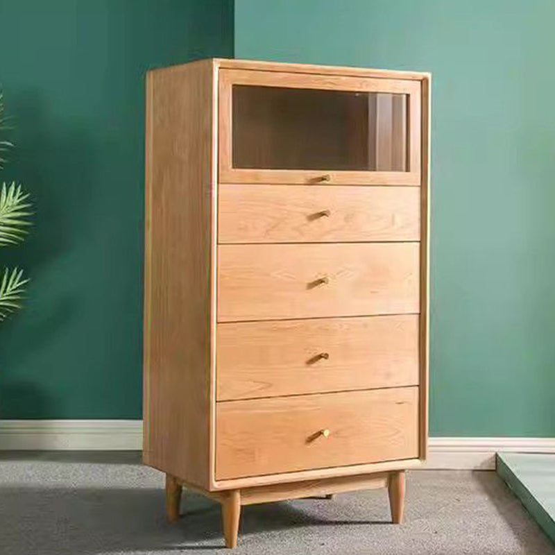 Modern Minimalist Trapezoid Pine Wood Sideboard – 4 Drawers, Large Capacity, Multi-Layer Wood Construction for Dining Room