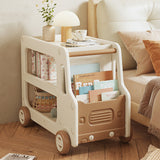 Modern Art Deco Car-Shaped Eco-Friendly HDPE Movable Kids Storage End Table - 3-Tier Organizer for Living Room