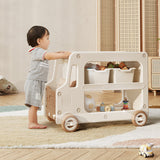 Modern Art Deco Car-Shaped Eco-Friendly HDPE Movable Kids Storage End Table - 3-Tier Organizer for Living Room