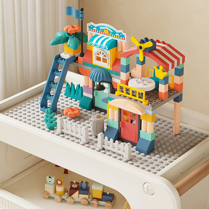 Modern Art Deco Car-Shaped Eco-Friendly HDPE Movable Kids Storage End Table - 3-Tier Organizer for Living Room