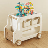 Modern Art Deco Car-Shaped Eco-Friendly HDPE Movable Kids Storage End Table - 3-Tier Organizer for Living Room