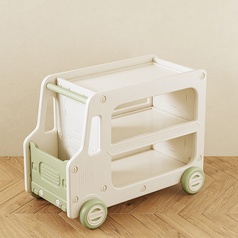 Modern Art Deco Car-Shaped Eco-Friendly HDPE Movable Kids Storage End Table - 3-Tier Organizer for Living Room