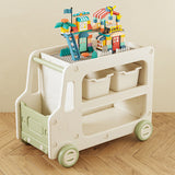 Modern Art Deco Car-Shaped Eco-Friendly HDPE Movable Kids Storage End Table - 3-Tier Organizer for Living Room