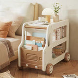 Modern Art Deco Car-Shaped Eco-Friendly HDPE Movable Kids Storage End Table - 3-Tier Organizer for Living Room