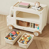 Modern Art Deco Car-Shaped Eco-Friendly HDPE Movable Kids Storage End Table - 3-Tier Organizer for Living Room