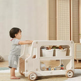 Modern Art Deco Car-Shaped Eco-Friendly HDPE Movable Kids Storage End Table - 3-Tier Organizer for Living Room