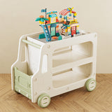 Modern Art Deco Car-Shaped Eco-Friendly HDPE Movable Kids Storage End Table - 3-Tier Organizer for Living Room