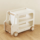 Modern Art Deco Car-Shaped Eco-Friendly HDPE Movable Kids Storage End Table - 3-Tier Organizer for Living Room