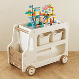 Modern Art Deco Car-Shaped Eco-Friendly HDPE Movable Kids Storage End Table - 3-Tier Organizer for Living Room