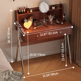 Contemporary Retro Rectangular Makeup Vanity in Rubberwood with Stainless Steel Hardware, 2-Drawer Bedroom Vanity
