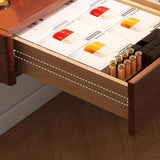Contemporary Retro Rectangular Makeup Vanity in Rubberwood with Stainless Steel Hardware, 2-Drawer Bedroom Vanity