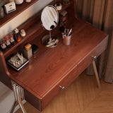 Contemporary Retro Rectangular Makeup Vanity in Rubberwood with Stainless Steel Hardware, 2-Drawer Bedroom Vanity