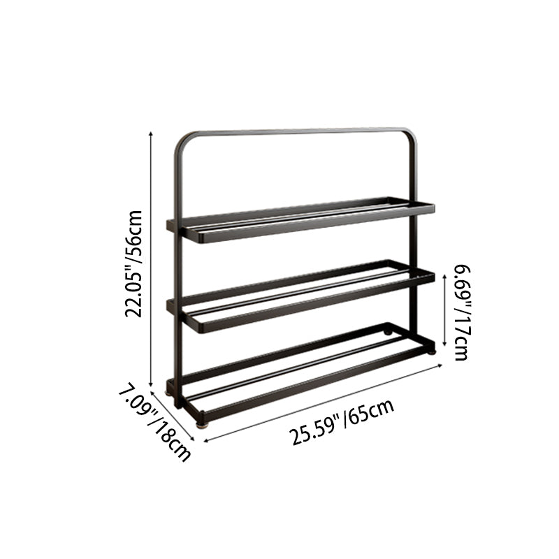 Modern Minimalist 3-Tier Rectangular Iron Shoe Rack - Open Storage Organizer for Entryway