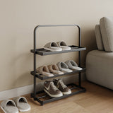 Modern Minimalist 3-Tier Rectangular Iron Shoe Rack - Open Storage Organizer for Entryway