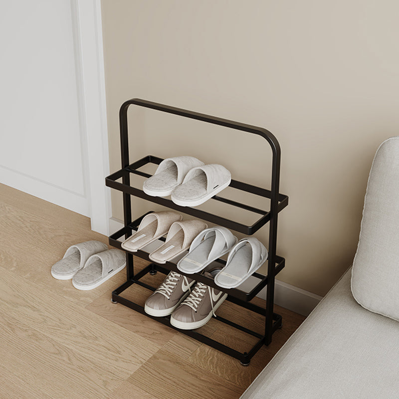 Modern Minimalist 3-Tier Rectangular Iron Shoe Rack - Open Storage Organizer for Entryway