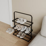 Modern Minimalist 3-Tier Rectangular Iron Shoe Rack - Open Storage Organizer for Entryway