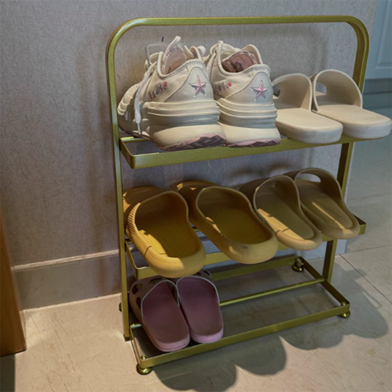 Modern Minimalist 3-Tier Rectangular Iron Shoe Rack - Open Storage Organizer for Entryway
