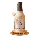 Stylish Modern Art Deco Wooden Cat Tower with Sisal Rope and Rotating Base – Wine Bottle Design for Living Room